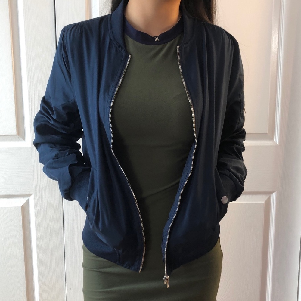 navy bomber jacket